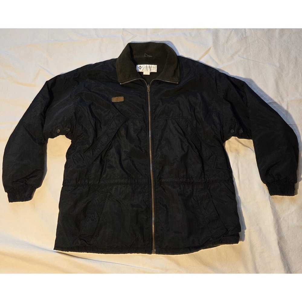 Vintage 90s Columbia Sportswear Jacket Mens XL Black Fleece Lined Nylon WM5008